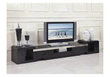 大众不锈钢饰边橡木木皮黑色环保漆钢化玻璃可伸缩电视柜TV401A