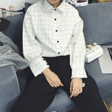 韩版格子衬衣女长袖2016春季新款韩国bf风学生宽松长袖衬衫外套女