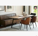 欧美式铁艺实木餐桌饭桌复古长方形办公电脑桌咖啡书桌户外桌