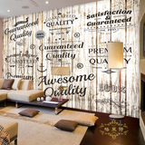欧式复古怀旧木板木纹英文字母壁纸餐厅休闲吧咖啡厅墙纸大型壁画