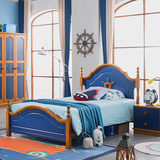 地中海儿童床 单人床男孩儿童家具套房组合小床全实木环保储物床