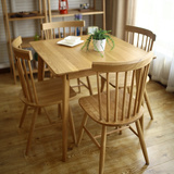 日式餐桌北欧简约小户型白橡木实木正方形圆角餐桌椅组合极美家具