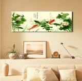 正品特价数字油画DIY自由自画家居客厅装饰画中国风手绘 鱼戏新荷