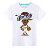 NBA骑士23号文艺范Q版詹姆斯卡通T恤男女学生篮球运动短袖