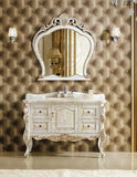 英皇凯迪欧式美式浴室柜水曲柳白做旧开放漆红橡木卫浴柜描金包邮