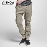 viishow2016春季新款男装休闲裤 男士韩版小脚修身型卡其色长裤子