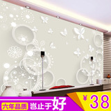 现代简约温馨白色蝴蝶电视背景墙客厅沙发卧室3D圈圈无缝墙纸壁画