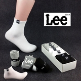 Lee袜子男短袜船袜男士纯棉低帮黑白色短筒四季运动防臭棉袜包邮
