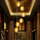 创意别墅复式楼梯间吊灯新中式风格简约现代挑空餐厅吊灯装饰灯具
