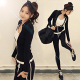 2016韩国新款修身紧身女运动衣服休闲套装卫衣开衫两件套春秋装