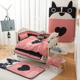 韩国代购全棉婴儿床上用品三件套 多功能睡袋 抱枕 爬爬垫爱心狗