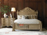 法式复古做旧欧式实木床双人床 美式乡村风格仿古1.8米方床结婚床