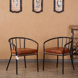欧式家居客厅简易时尚餐椅 家具酒店铁艺实木休闲餐厅怀旧咖啡椅