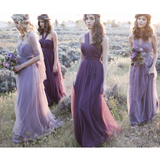 CHUNSE 定制 2016新款伴娘礼服长款紫色秋冬季主持人年会晚装礼服