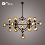 kc灯具 设计北欧多头个性创意客厅灯 服装店玻璃球魔豆枝形吊灯