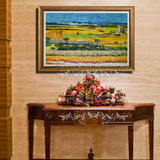 梵高欧式风景油画正品玄关餐厅客厅现代美式乡村田园有框挂画丰收