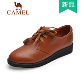Camel/骆驼女鞋正品2015秋季新款真皮系带日常休闲鞋A153153054