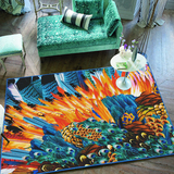 孔雀光之翼艺术地毯色彩浓郁卧室地毯沙发茶几客厅毯 防滑个性垫