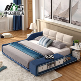 林氏家具简约现代地中海床榻榻米布艺床1.8米 储物布床双人床R124