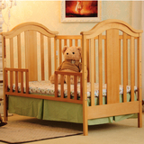 贝安诺婴儿床 实木无漆多功能进口榉木童床盖亚120柚木色铁床底