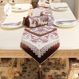 康丝丽 客厅布艺长餐桌布桌旗茶几布桌垫 欧式水溶蕾丝西餐旗台布
