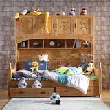 纯实木衣柜床1.2米儿童上下床带柜子多功能高低储物床全柏木家具