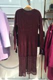 太平鸟2015女冬款长袖修身针织毛线时尚紫红色连衣裙A1FA5459565