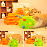 新款猫咪三层转盘猫玩具疯狂抓球娱乐盘多层轨道球盘智力玩具智全