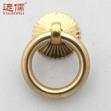 远儒铜雕中式仿古纯铜圆环柜门抽屉茶叶罐拉手直径3CM复古拉环