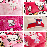 凯蒂猫法莱绒枕套 KT猫珊瑚绒单人枕套 HelloKitty卡通枕头套