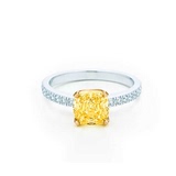 美国代购直邮 TIFFANY正品 1.02克拉枕形中彩黄钻铂金求婚钻戒指