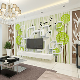 欧素 欧式简约时尚彩绘圈圈绿树壁画 客厅卧室沙发电视背景墙壁纸
