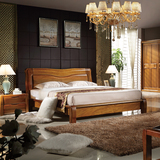 实木床1.8 米胡桃木床高箱储物床现代中式1.5米双人床婚床小户型