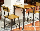 美式吧台桌椅复古铁艺实木餐桌茶餐厅奶茶店酒吧咖啡厅桌椅子组合