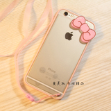 iPhone6s plus手机壳苹果iPhoneSE 5s 4s 5c保护套挂绳粉色蝴蝶结