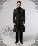 新浪漫主义哥特贵系黑灰羊毛料中长男装西装外套复古经典大衣风衣
