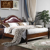 沐兰家具 美式床真皮床 软包床 软靠床 欧式床1.8米全实木双人床