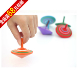 外贸出口木制彩色旋转陀螺 传统木质儿童亲子互动益智玩具