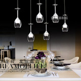 LED欧式水晶吊灯餐厅灯吧台吊灯单头三现代简约个性酒杯灯具创意