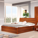 简约现代中式环保实木床双人床1.8 1.5米橡木板式婚床高箱储物床