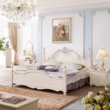 韩式田园床欧式床双人床1.5米1.8米白色实木床高箱储物床公主婚床