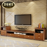 LKWD 电视柜斗柜 现代不锈钢实木纹电视墙玫瑰金色 大理石电视柜
