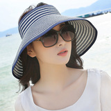 夏日帽子女遮阳帽子防晒沙滩帽便携户外太阳帽大沿可折叠空顶草帽