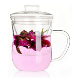 花茶杯 加厚窈窕杯 耐热带盖过滤玻璃杯子 办公透明泡茶创意水杯