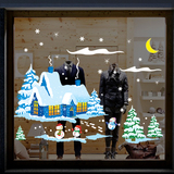 圣诞节装饰墙贴挂件新年橱窗玻璃贴纸门贴铃铛雪花雪屋树双面窗贴