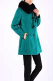 雅莹专柜正品女2014秋冬新款绿色羊驼毛大衣外套E13IP8018a特价