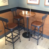 2016简约现代松木圆形铁艺实木桌椅圆桌咖啡厅西餐厅卡座休闲餐桌