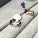 韩国时尚14K两个装一组两色光板玫瑰金钛钢防过敏戒指尾戒关节戒
