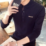 学生体恤衫时尚韩版长袖T恤印花男装加绒立领男款t桖潮流新款纯色