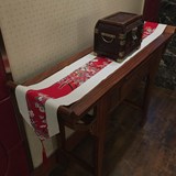 茶几茶馆台布桌布中式桌旗 古典中国红中国风复古亚麻棉麻红木